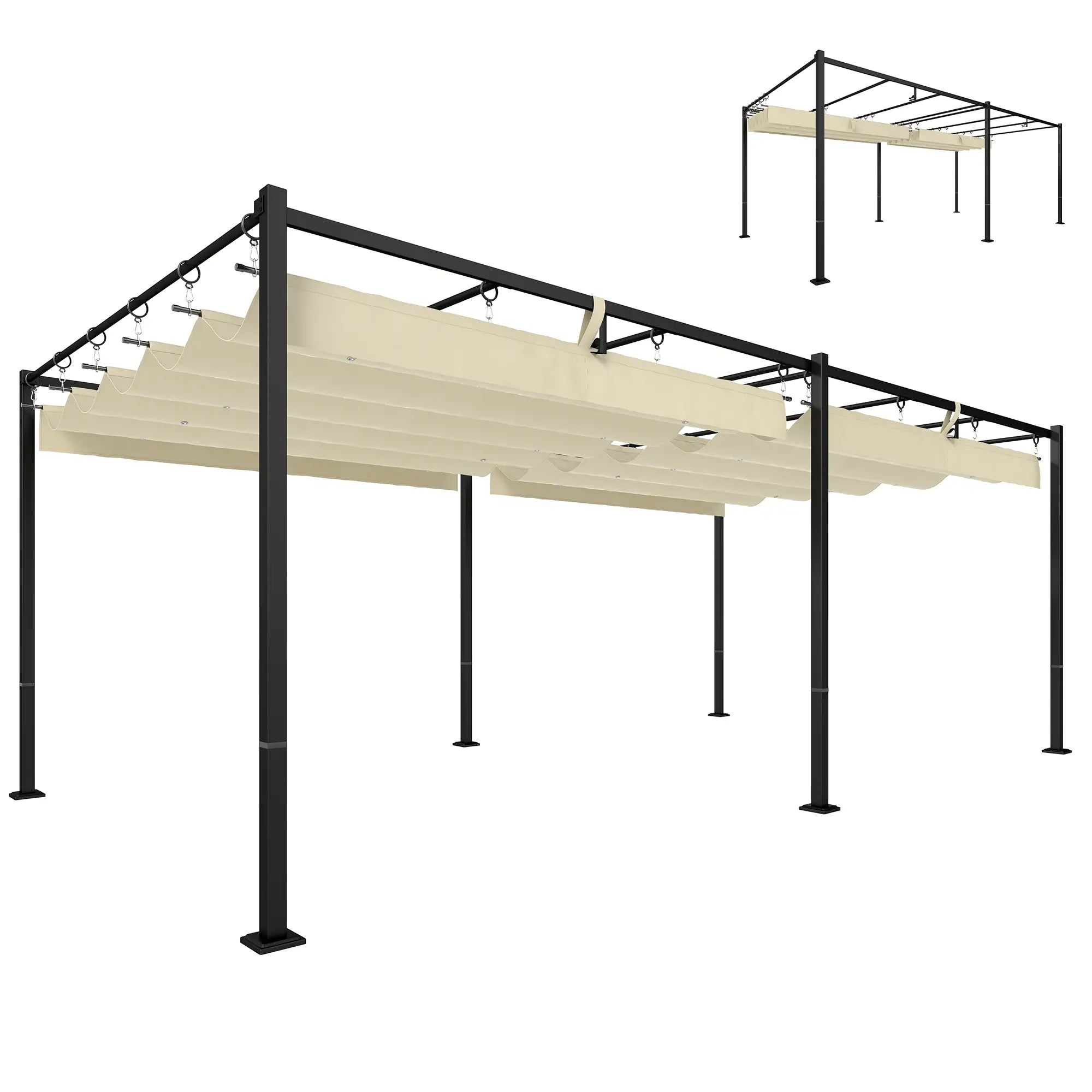 19' x 10' Pergola, Retractable Canopy, UV50+, Cream Pergolas at Gallery Canada