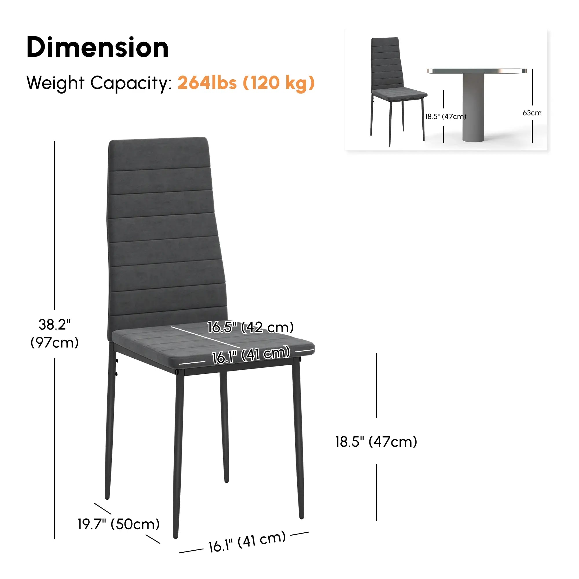 Modern Dining Chairs, Set of 4, High Back PU Leather, Metal Legs, Grey Bar Stools at Gallery Canada