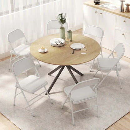 Set of 6 Foldable Chairs, PU Leather Padded, 17.5" x 17.5" x 31.5", White Dining Chairs at Gallery Canada