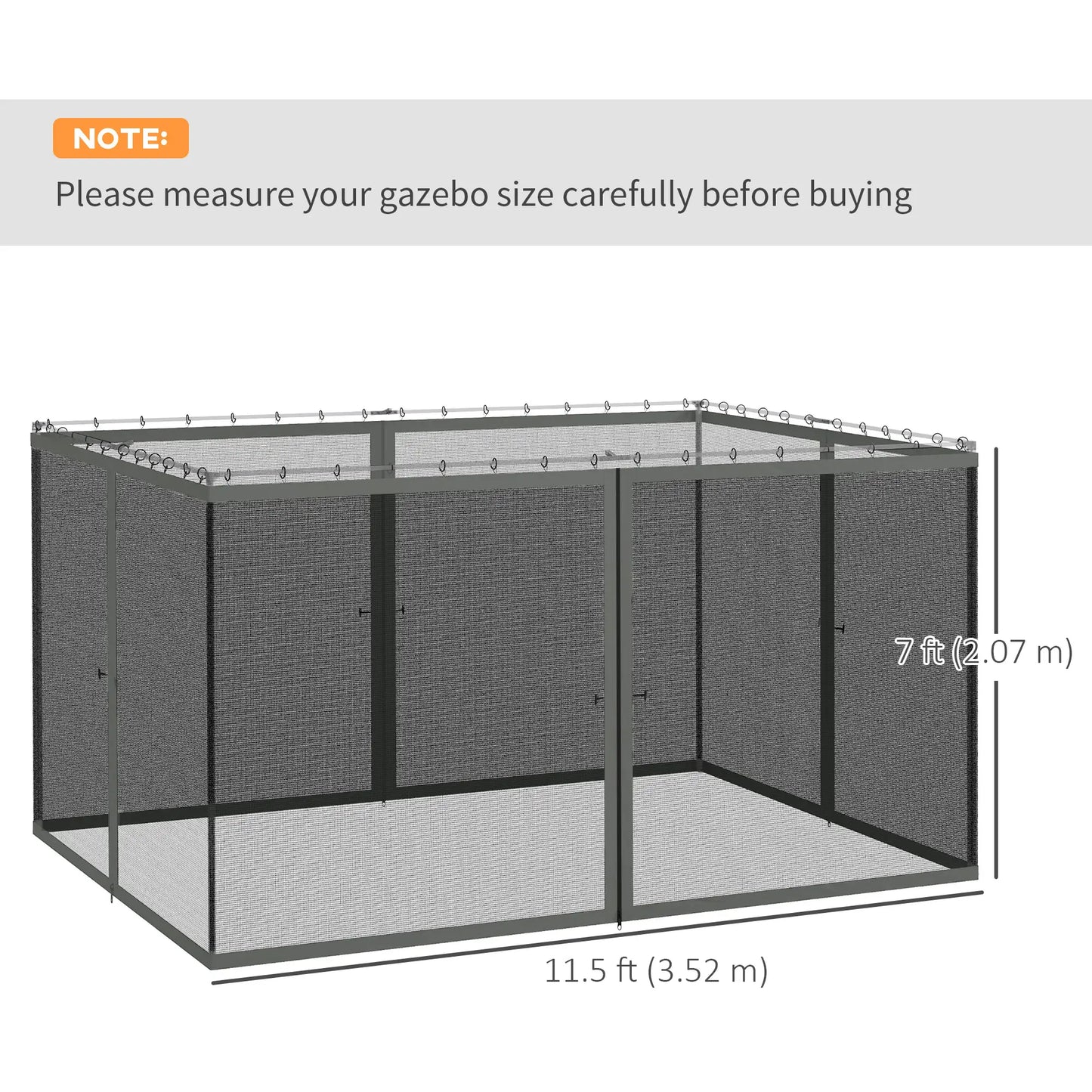 Replacement Mosquito Netting, Gazebo 10' x 13', Black Screen Walls, Zippers, Black Gazebos at Gallery Canada