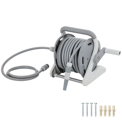 Portable Garden Hose Reel, 1/2" x 66ft Wall Mounted, Grey