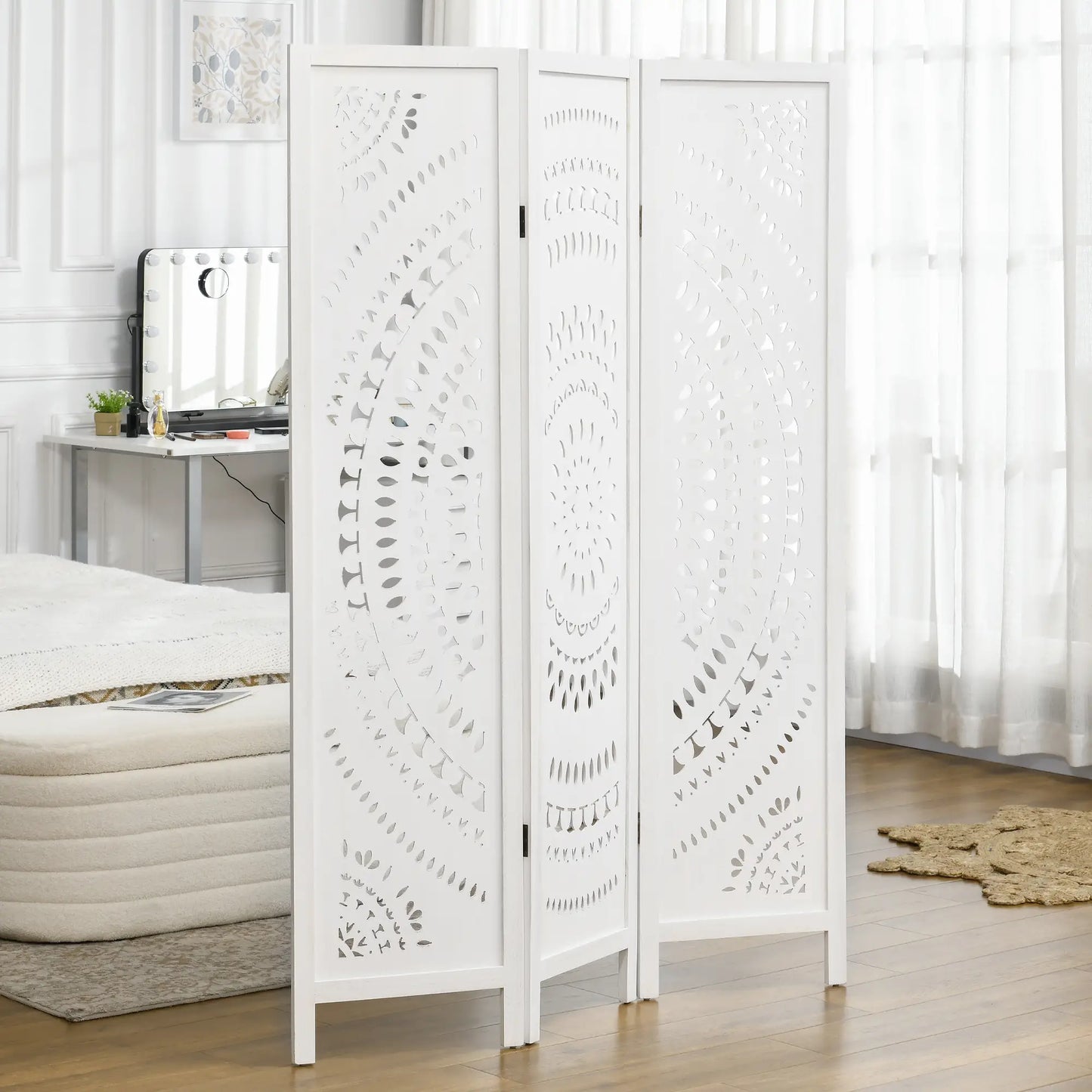 3 Panel Room Divider, 5.6 Ft Tall, Portable Folding Privacy Screen, White Room Dividers at Gallery Canada