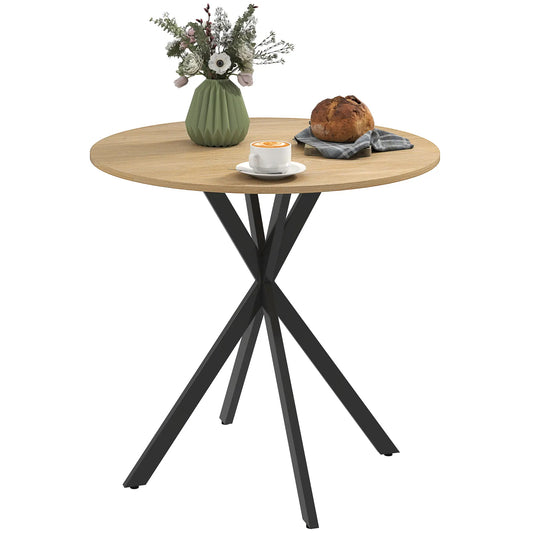 31.5" Industrial Round Dining Table, White Oak Dining Tables White Oak, Black at Gallery Canada