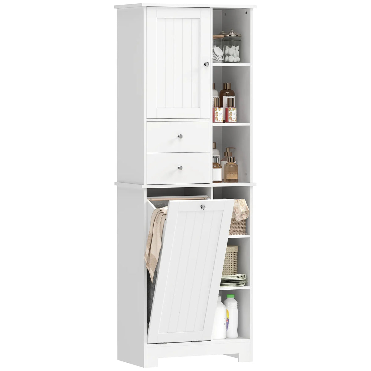 67" Tall Bathroom Storage Cabinet, Slim, White Freestanding Bathroom Cabinets at Gallery Canada