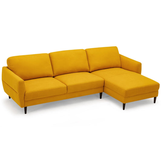L-Shaped Fabric Sectional Sofa With Chaise Lounge, Yellow Sofas & Loveseats Yellow at Gallery Canada