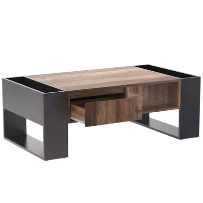 Grain Coffee Table, Double Storage, 43.5" L x 23.5" W x 15.5" H, Grey+Wood Coffee Tables at Gallery Canada