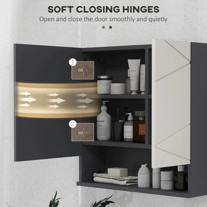 Wall Mounted Medicine Cabinet, Mirrored Door, Adjustable Shelf, Light Grey Mirror Medicine Cabinets at Gallery Canada