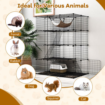 4-Tier Cat Cage with Skylight and Hammock, Black Cat Houses at Gallery Canada
