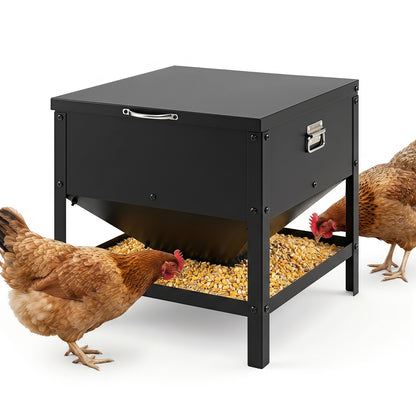Large Capacity Chicken Feeding Box with Openable Lid, Black Chicken Coops Black at Gallery Canada