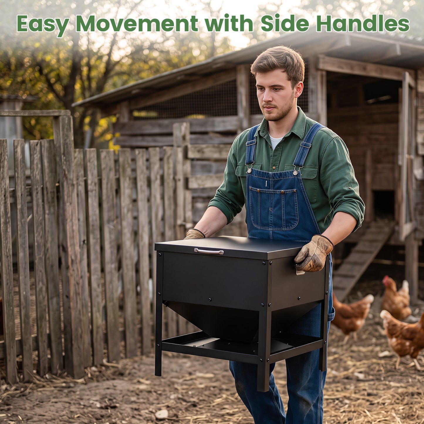 Large Capacity Chicken Feeding Box with Openable Lid, Black Chicken Coops at Gallery Canada