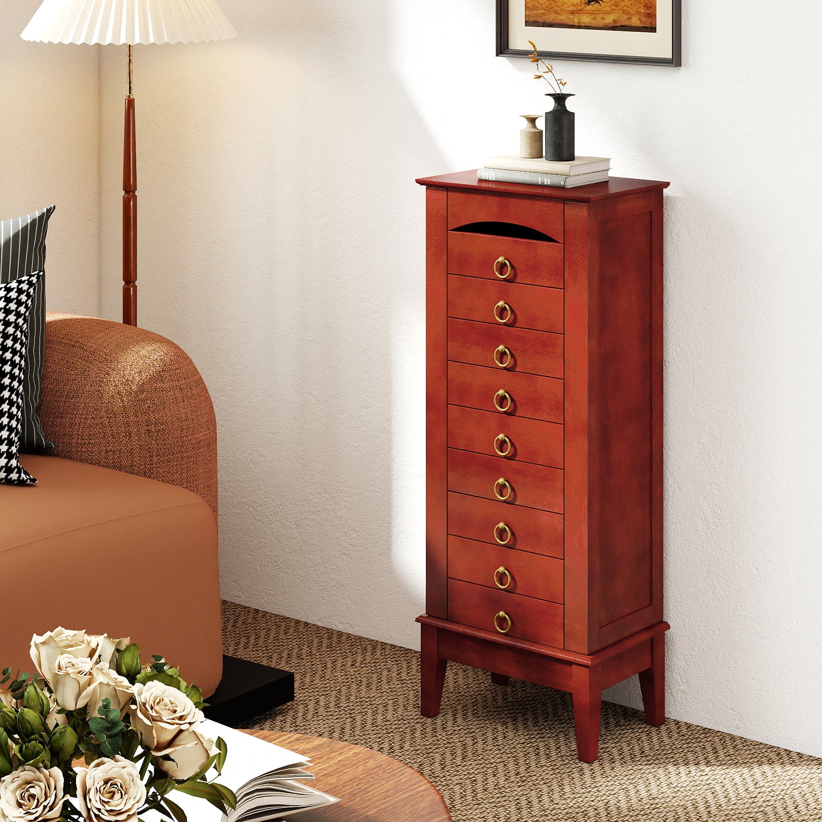 Large Capacity Jewelry Storage Cabinet, 9 Drawers, Brown Jewelry Armoires at Gallery Canada