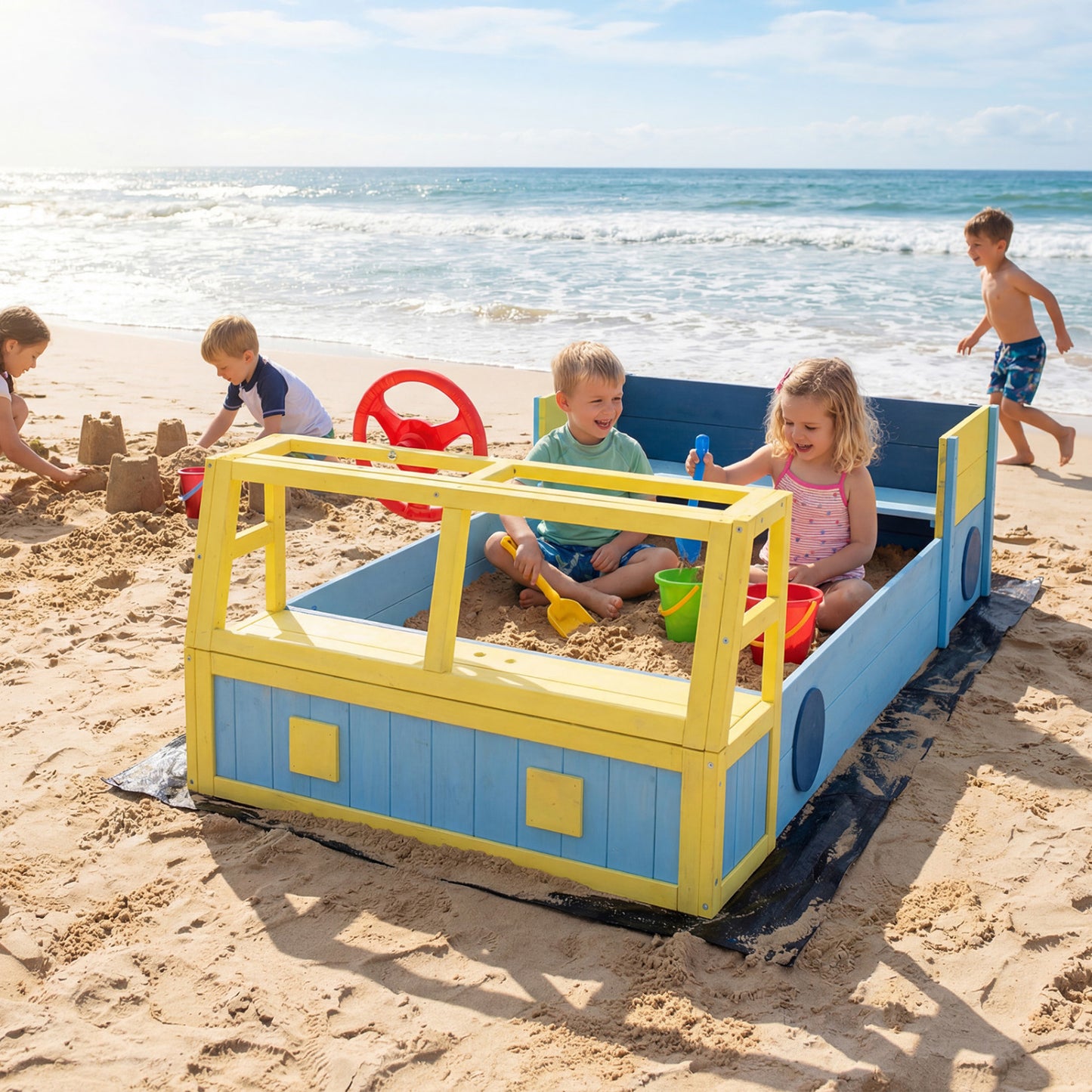 Large Car Theme Sand Box, With Bottom Liner, Blue Sandboxes at Gallery Canada