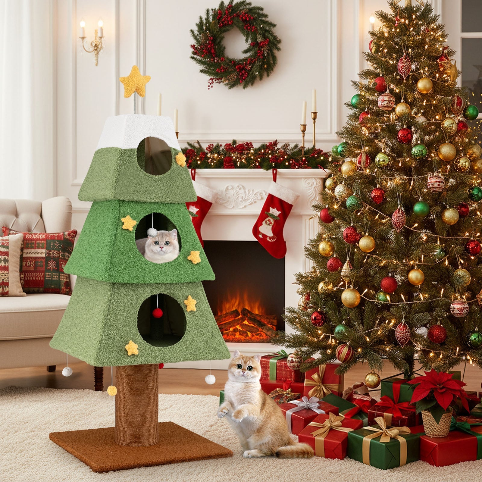 Large Christmas Cat Tree for Indoor Cats 64