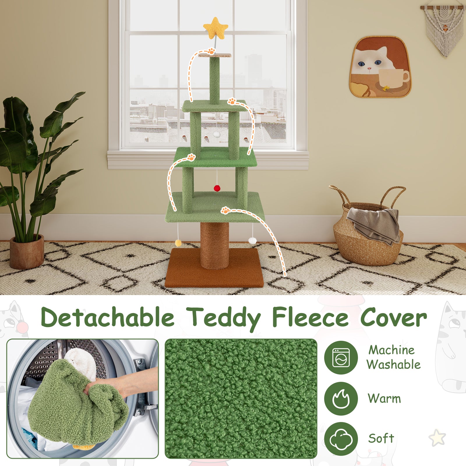 Large Christmas Cat Tree for Indoor Cats 64