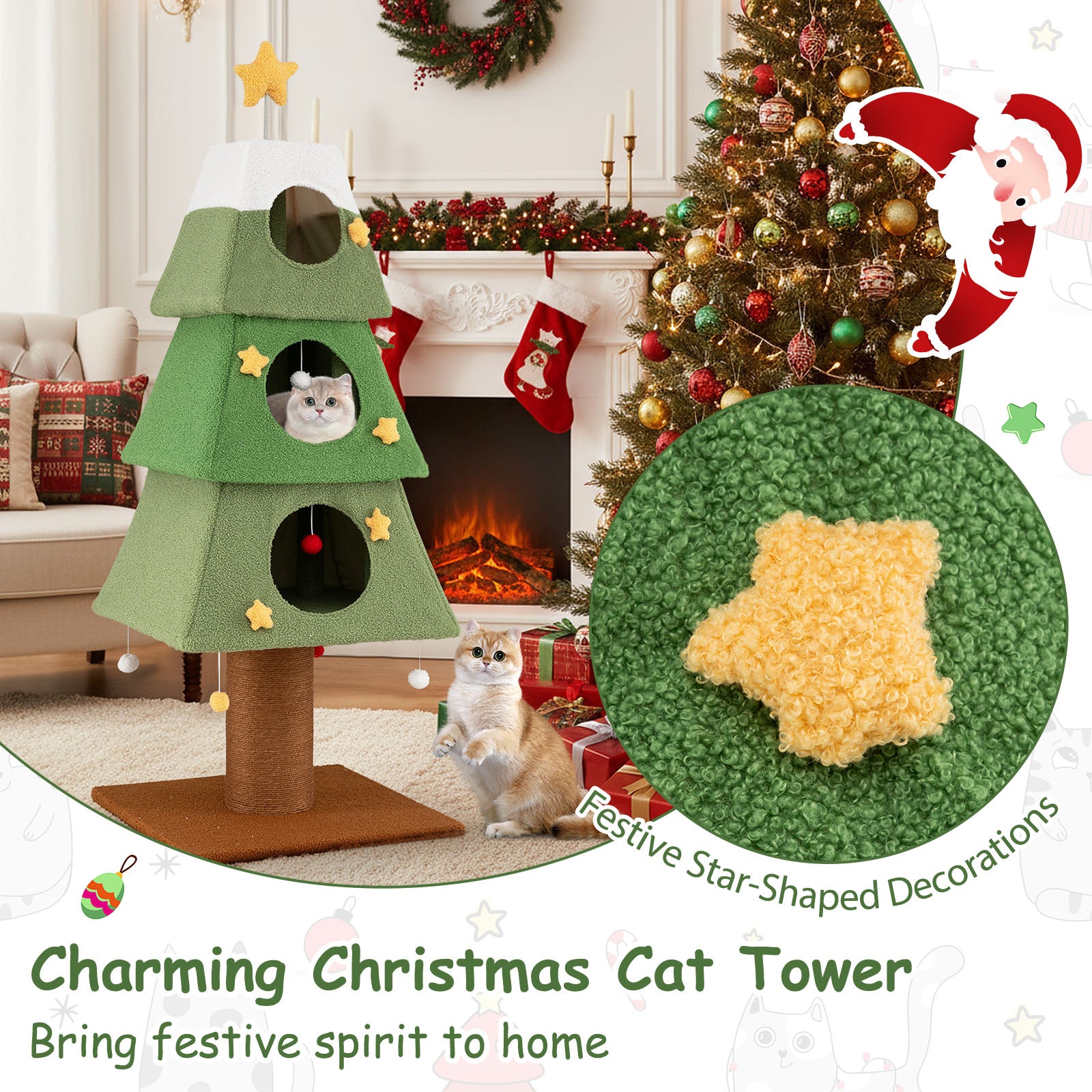 Large Christmas Cat Tree for Indoor Cats 64