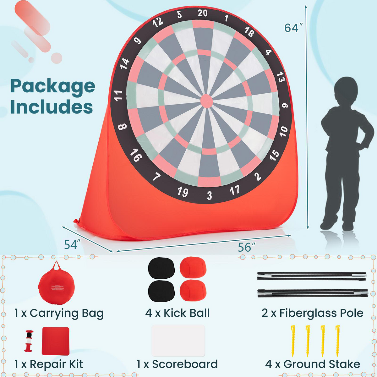 Large Dart Board For Kids, 4 Kick Balls, Red Lawn Games at Gallery Canada