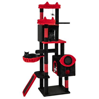 Large Gothic Cat Tree With Cat Condos, Plush Perches, Red, Black Cat Trees Condos & Scratchers at Gallery Canada