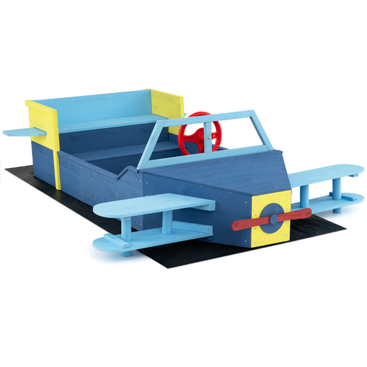 Large Wooden Kids Sandbox, With Bench Seat And Bottom Liner, Blue Sandboxes Blue at Gallery Canada