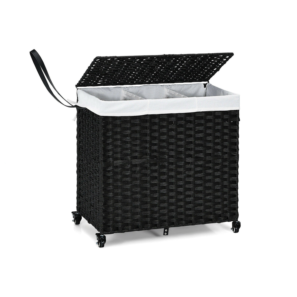 Laundry Hamper with Wheels and Lid, Black Laundry Baskets Black at Gallery Canada