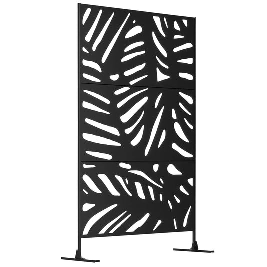 Freestanding Outdoor Privacy Screen, Metal Divider for Garden, Backyard, Black Side Awnings Black at Gallery Canada