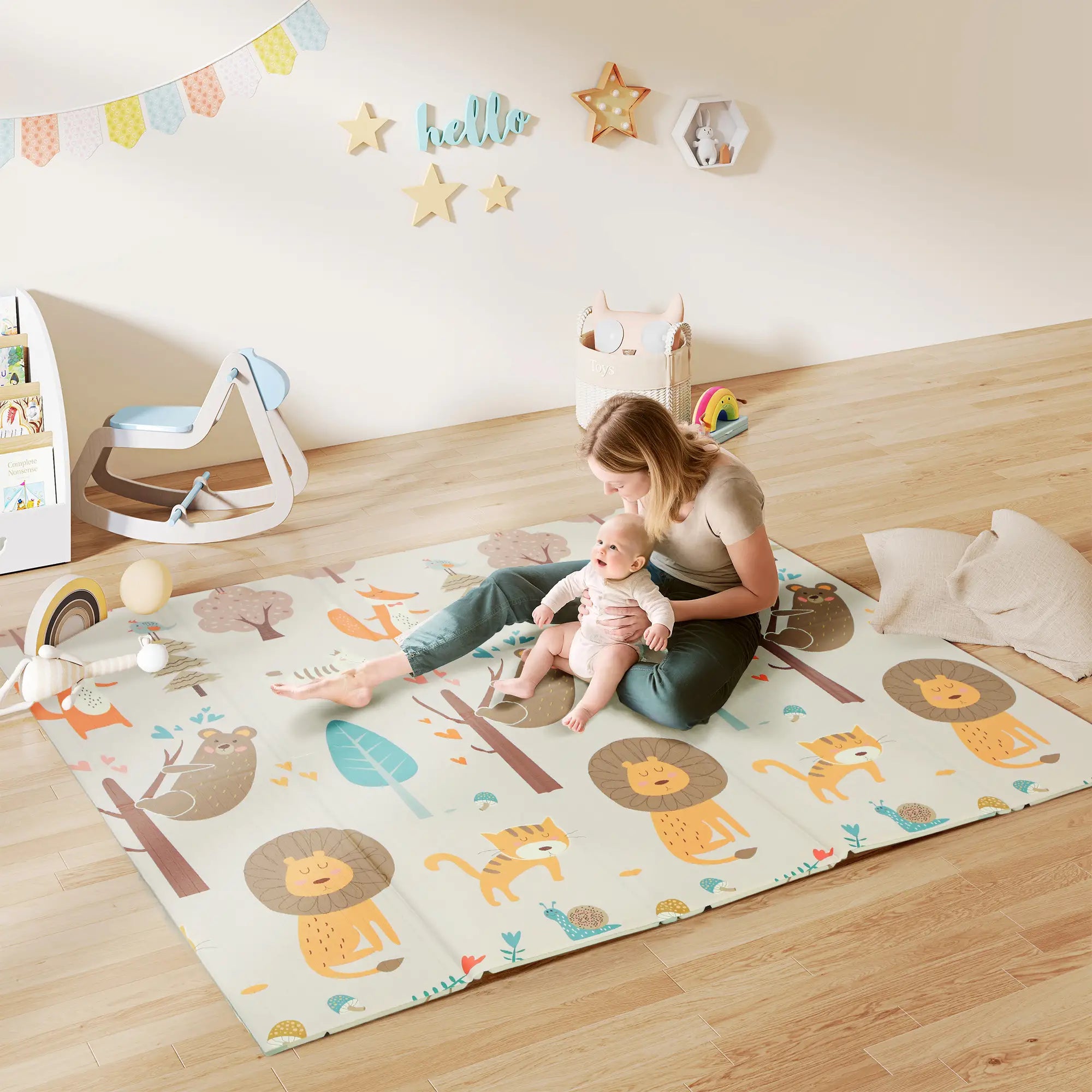 Double Sided Baby Play Mat, Reversible Waterproof, Animal Theme Kids Gym & Playmats at Gallery Canada