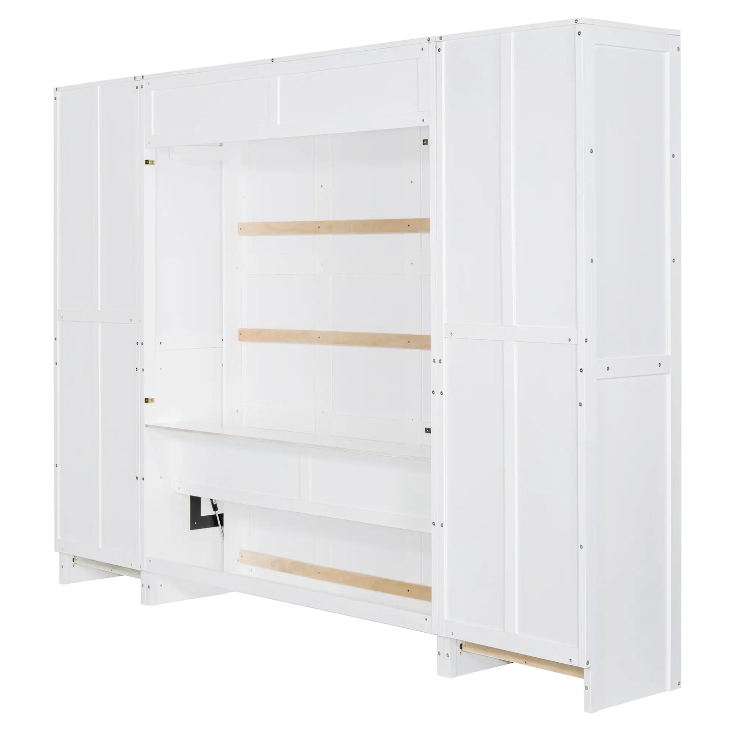 Murphy Bed with Storage, Space-Saving Wall Bed, 120" L x 20" W x 88.5" H, White Bed Frames at Gallery Canada