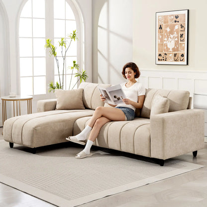 Sectional Couch, 3 Seater L-Shaped Sofa, Changeable Chaise, Beige 3-Seater Sofas at Gallery Canada