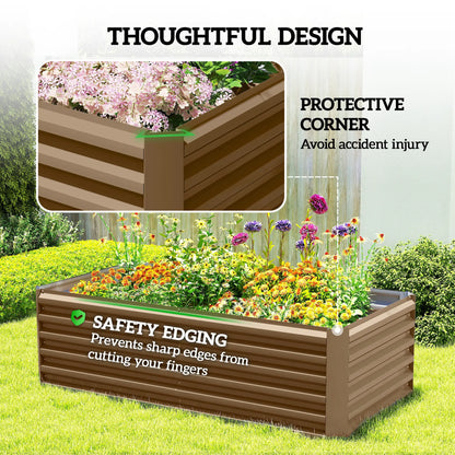 6' x 3' x 2' Raised Garden Bed, Galvanized Planter Box, Brown