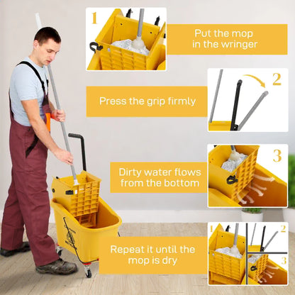 Mop Bucket with Wringer on Wheels, 38 Quart, Yellow Household Supplies at Gallery Canada