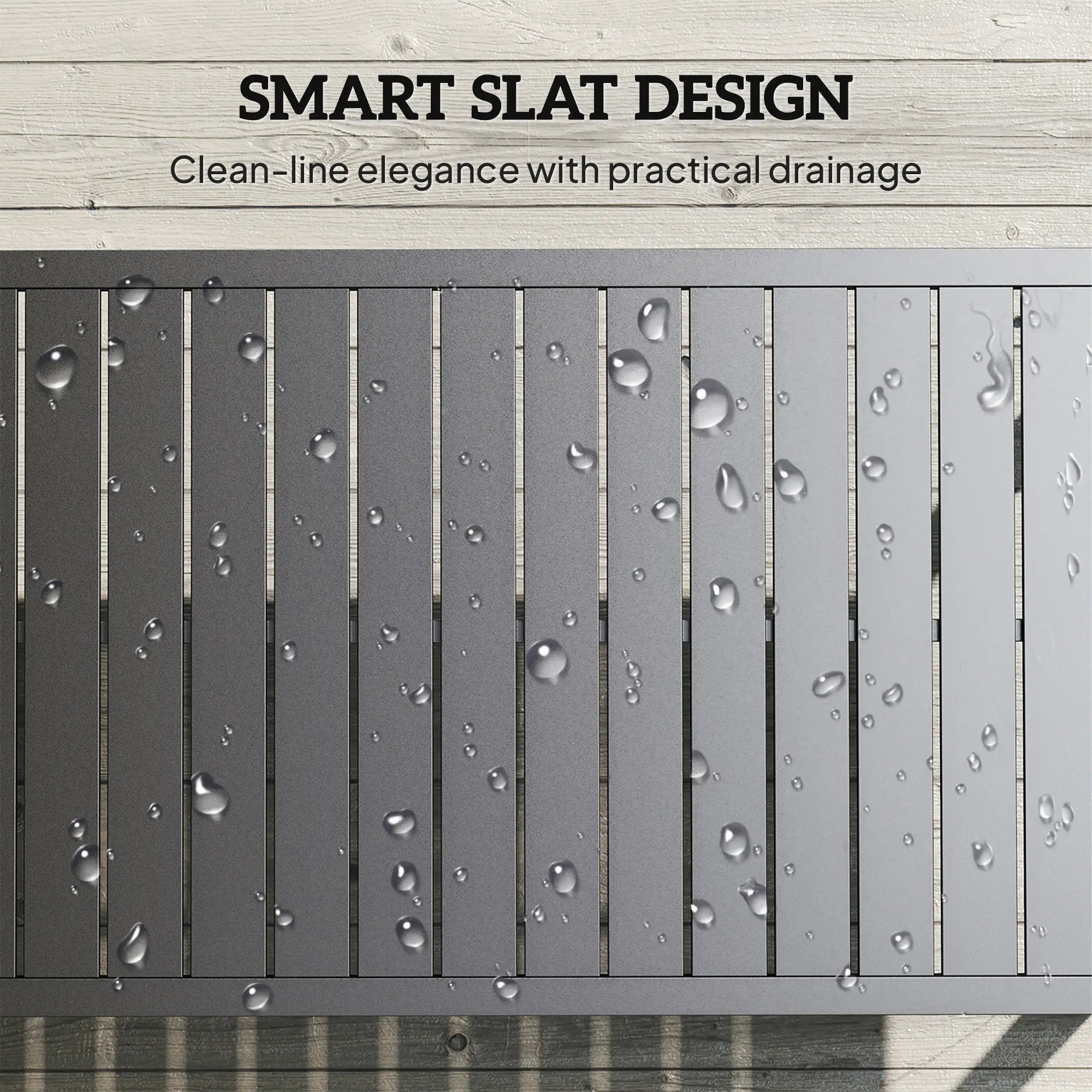 Outdoor Coffee Table, Slatted Tabletop, Adjustable Foot Pads, Black Patio Side Tables at Gallery Canada
