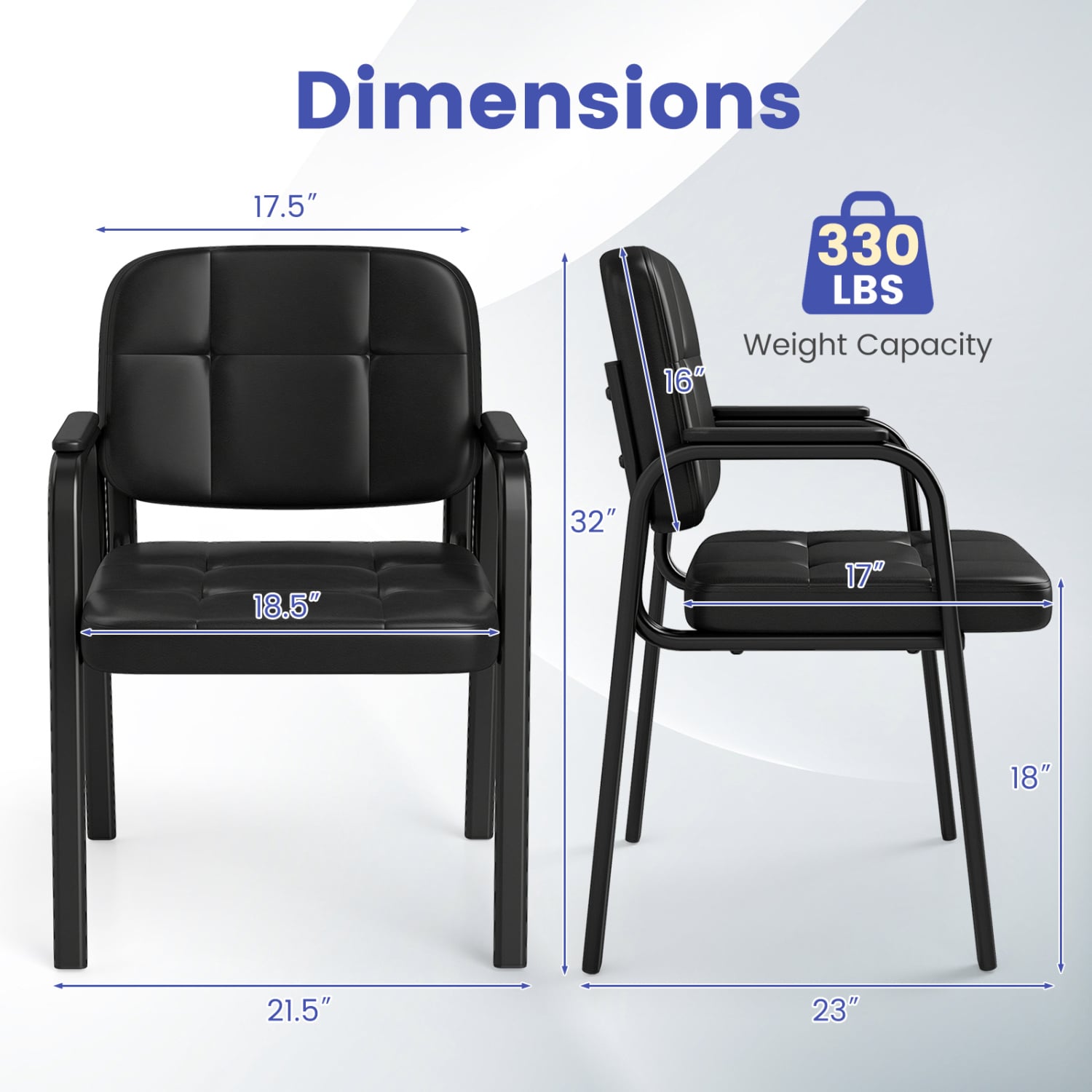 Leather Office Reception Chairs, Set of 8, Black Conference Chairs at Gallery Canada