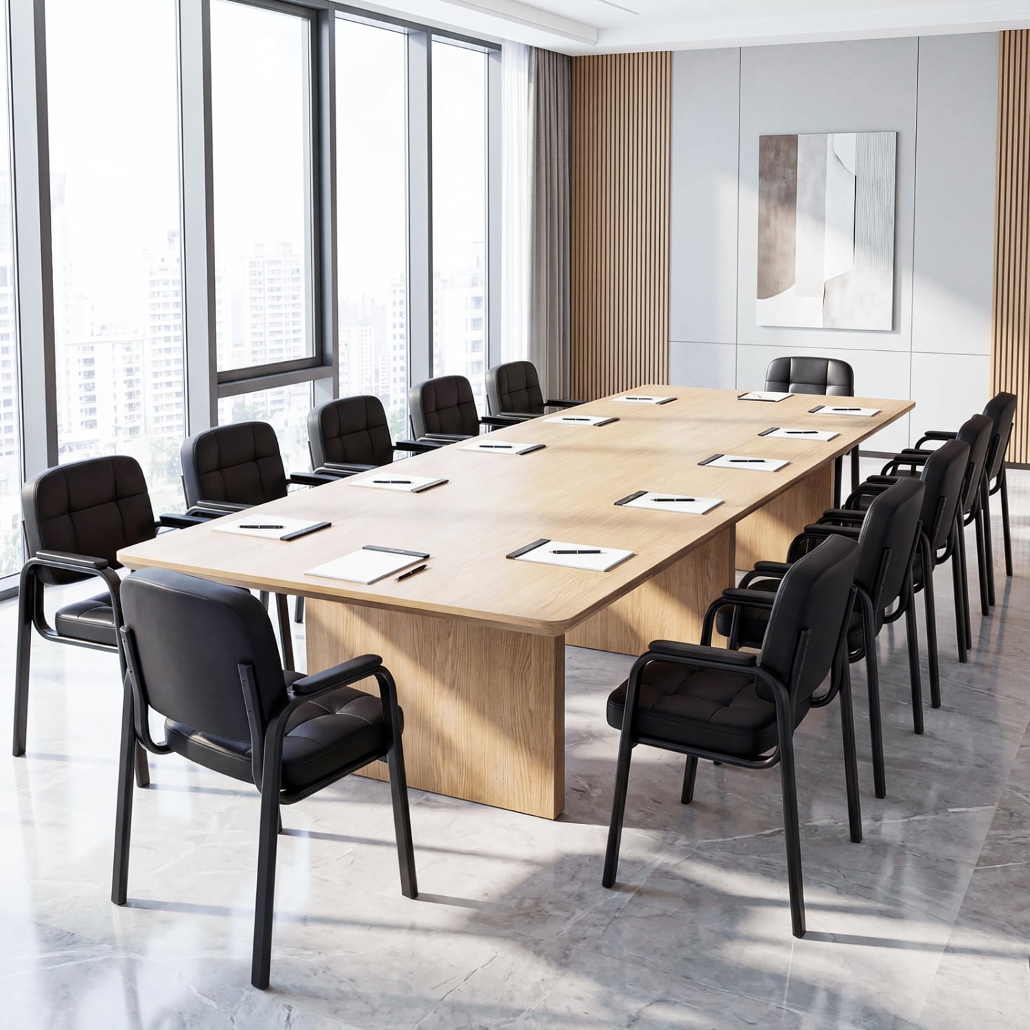 Leather Office Reception Chairs, Set of 8, Black Conference Chairs at Gallery Canada
