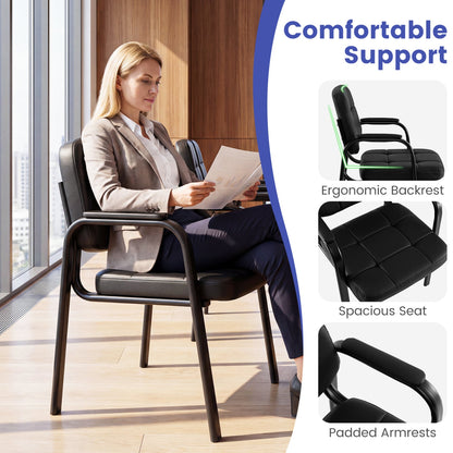 Leather Office Reception Chairs, Set of 8, Black Conference Chairs at Gallery Canada