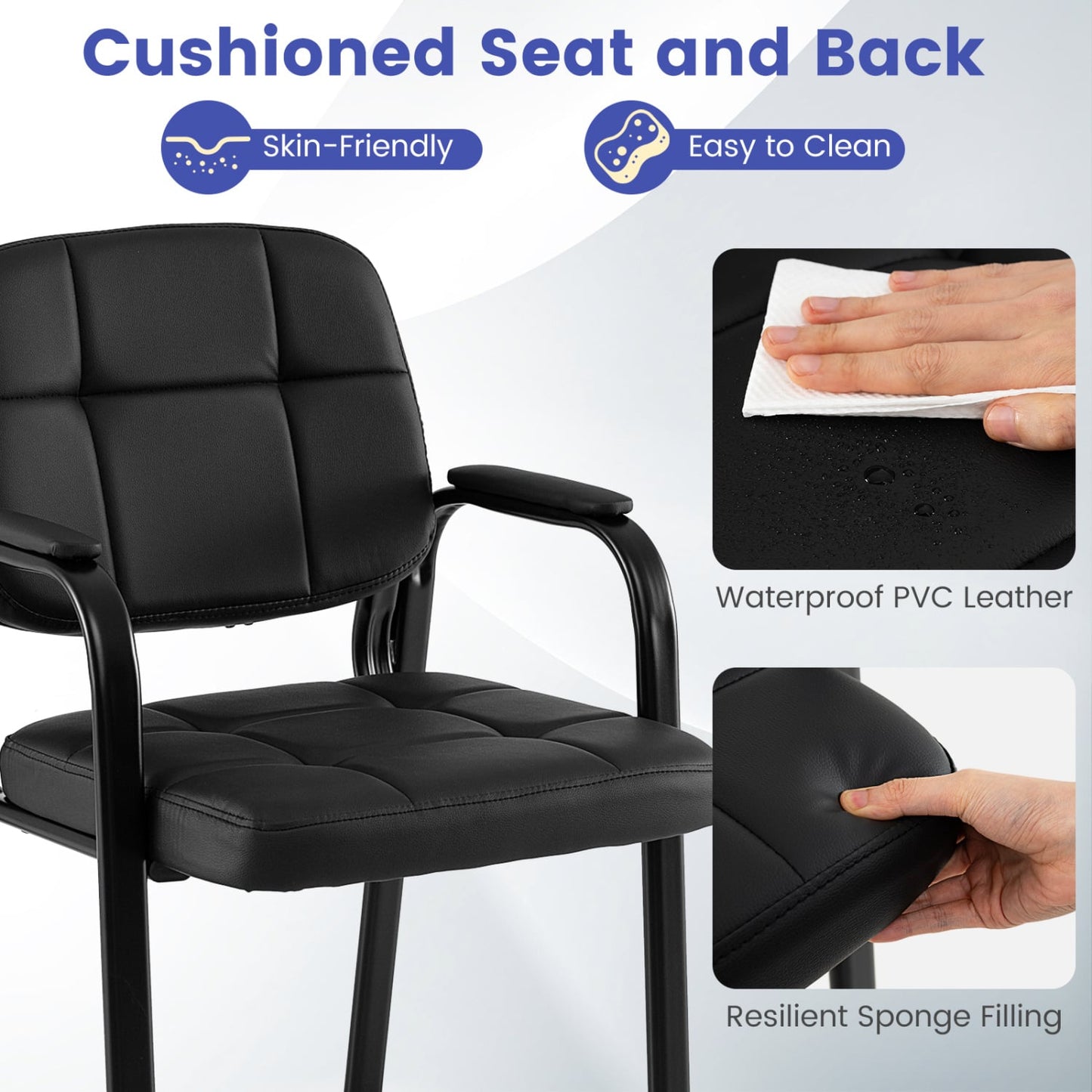 Leather Office Reception Chairs, Set of 8, Black Conference Chairs at Gallery Canada