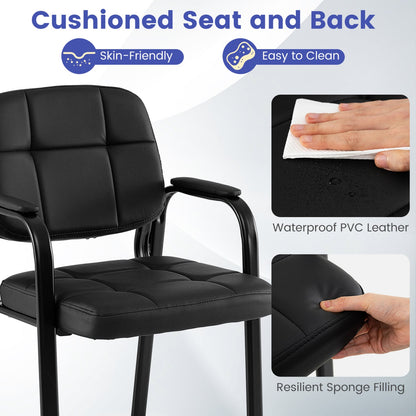 Leather Office Reception Chairs, Set of 8, Black Conference Chairs at Gallery Canada