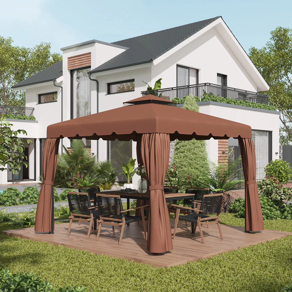 10' X 10' Gazebo Canopy Replacement, Double Vented Roof, Coffee Gazebo Canopy Replacement at Gallery Canada