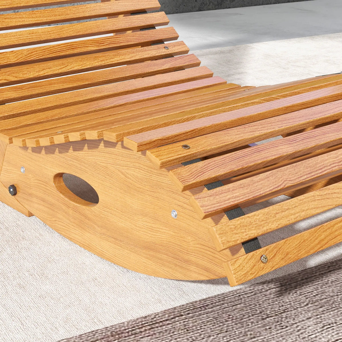 Outdoor Rocking Chair, Wooden Slatted Seat, 51.2" x 23.6" x 23.6", Teak Outdoor Rocking Chairs at Gallery Canada