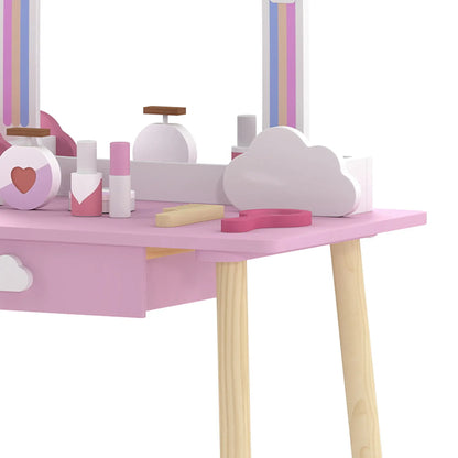 Kids Vanity Set, Makeup Table, Mirror, Stool, Drawer, 7-Piece, Pink Toy Vanity at Gallery Canada
