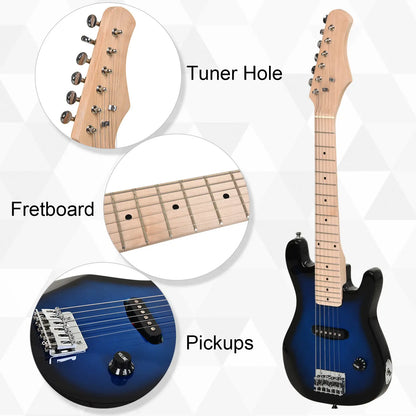 30 Inch Kids Electric Guitar, 3/4 Size, Starter Kit, Blue/Black Electronic Musical Pianos at Gallery Canada