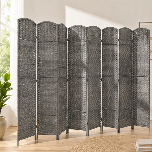 6 Ft Folding Room Divider, 8 Panel Portable Privacy Screen, Mixed Grey Room Dividers Mixed Grey at Gallery Canada