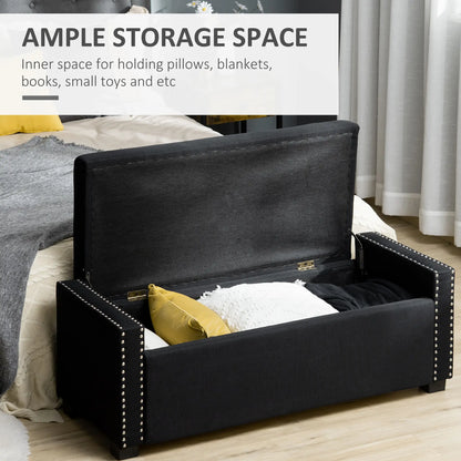 Flip Top Storage Bench, Upholstered Ottoman, 48L, Dark Grey Storage Ottomans & Benches at Gallery Canada