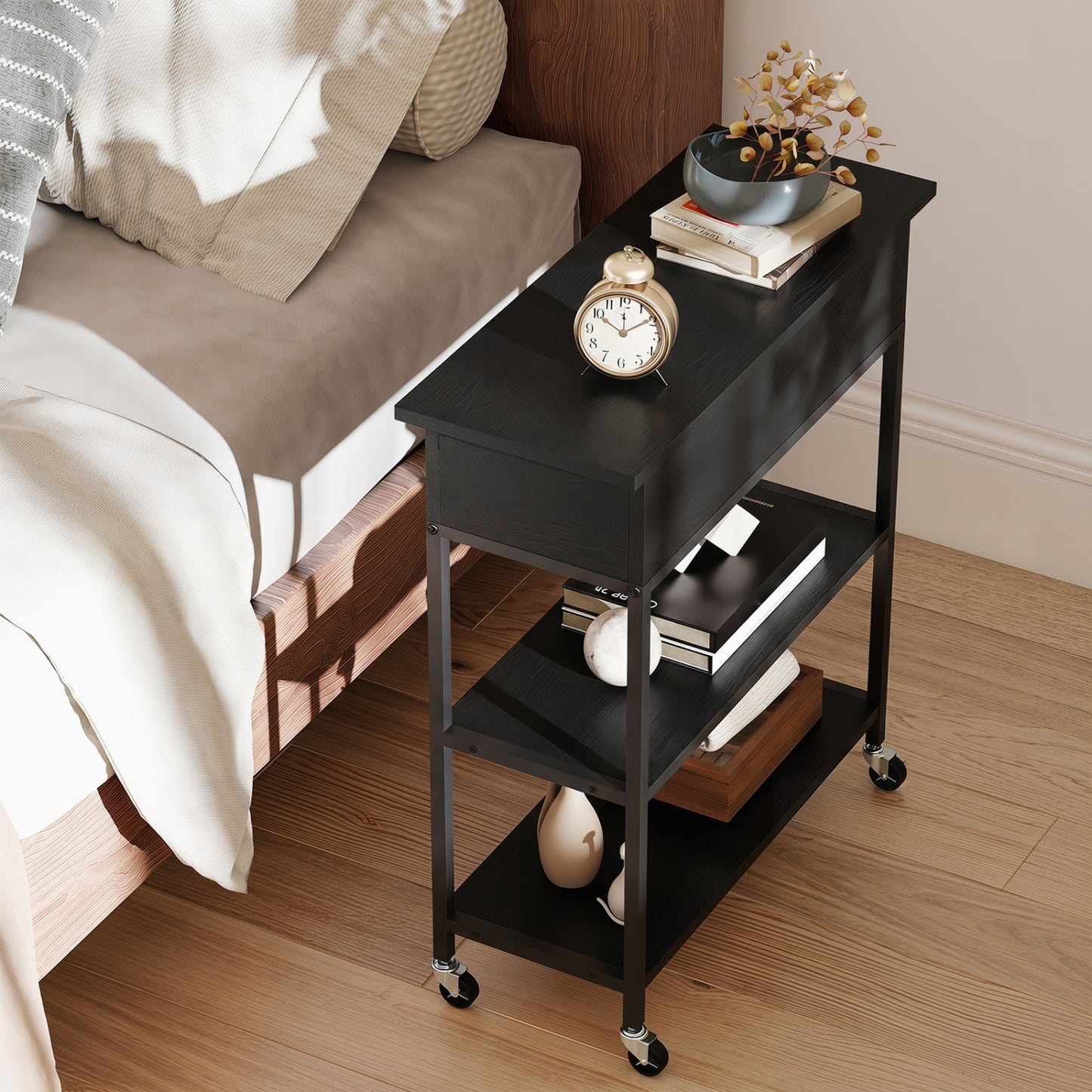 Lift Top End Table With Charging Station, Black End & Side Tables at Gallery Canada