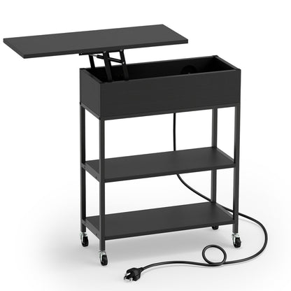 Lift Top End Table With Charging Station, Black End & Side Tables Black at Gallery Canada