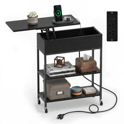 Lift Top End Table With Charging Station, Black End & Side Tables at Gallery Canada