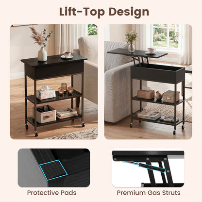 Lift Top End Table With Charging Station, Black End & Side Tables at Gallery Canada