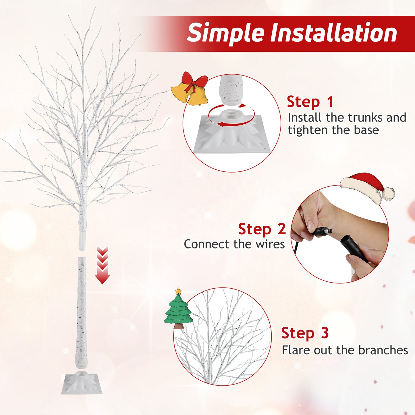 Pre-Lit Artificial Christmas Tree Set, 4/5/6 FT, White Christmas Tree at Gallery Canada