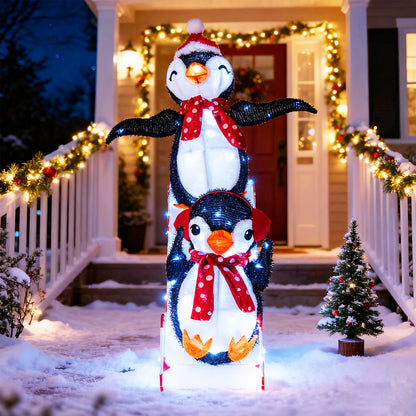 Lighted Christmas Decoration Penguins, 3D Pre-Lit Slide, 170 LED Lights Christmas Decor & Accessories at Gallery Canada