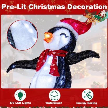Lighted Christmas Decoration Penguins, 3D Pre-Lit Slide, 170 LED Lights Christmas Decor & Accessories at Gallery Canada