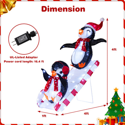 Lighted Christmas Decoration Penguins, 3D Pre-Lit Slide, 170 LED Lights Christmas Decor & Accessories at Gallery Canada