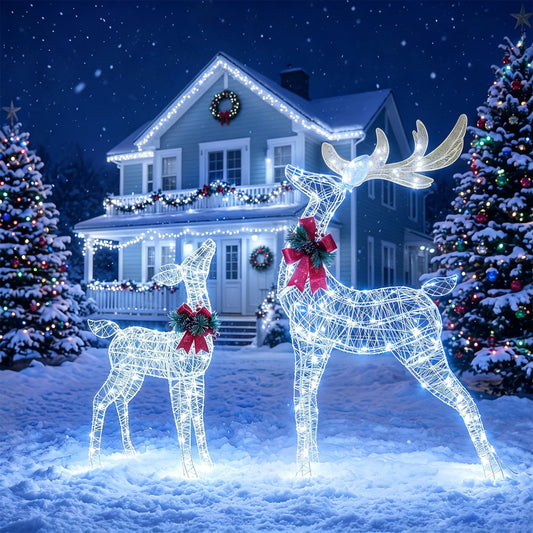 Lighted Christmas Reindeer, 170 Cold LED, White Christmas Decor & Accessories White at Gallery Canada